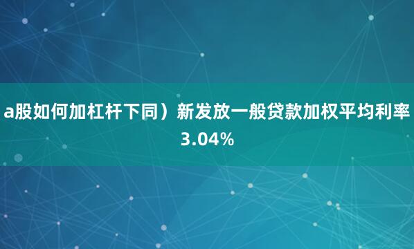 a股如何加杠杆下同）新发放一般贷款加权平均利率3.04%